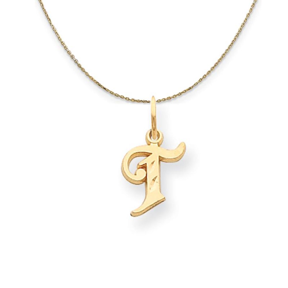 14k Yellow Gold, Isabelle, Mini Letter T Initial Necklace - 16 Inch